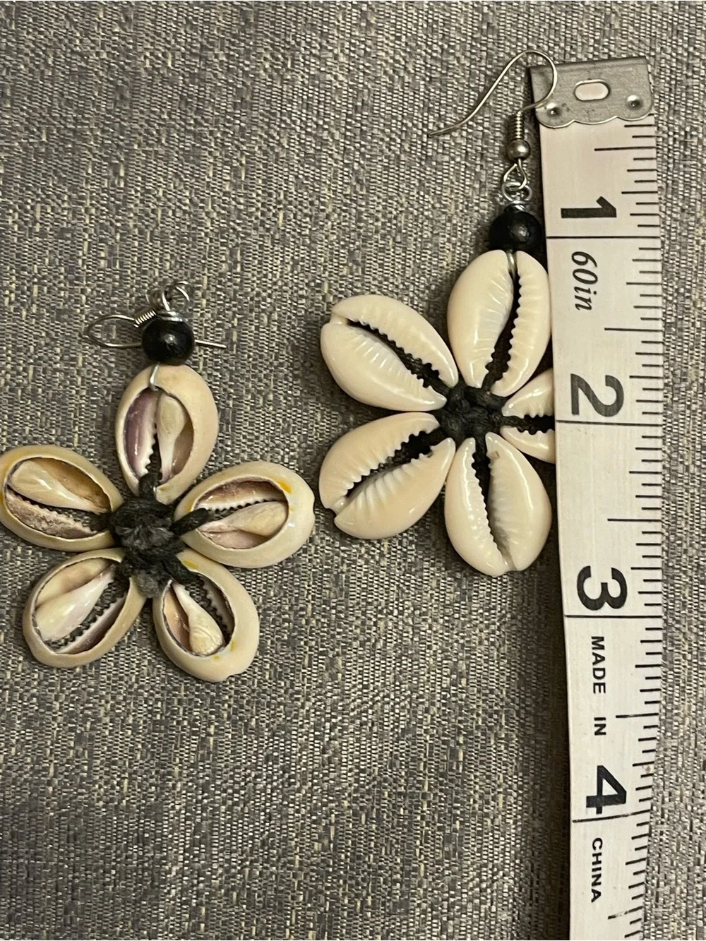 Handmade Flower-Shaped Earrings Made With Cowrie Shells
